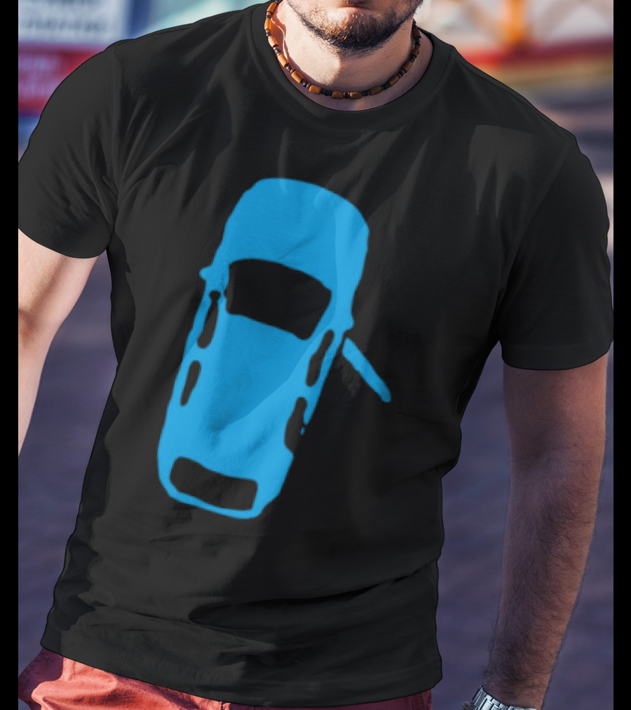 Door Ajar Blue Car Overhead Angle Vintage Style T-Shirt