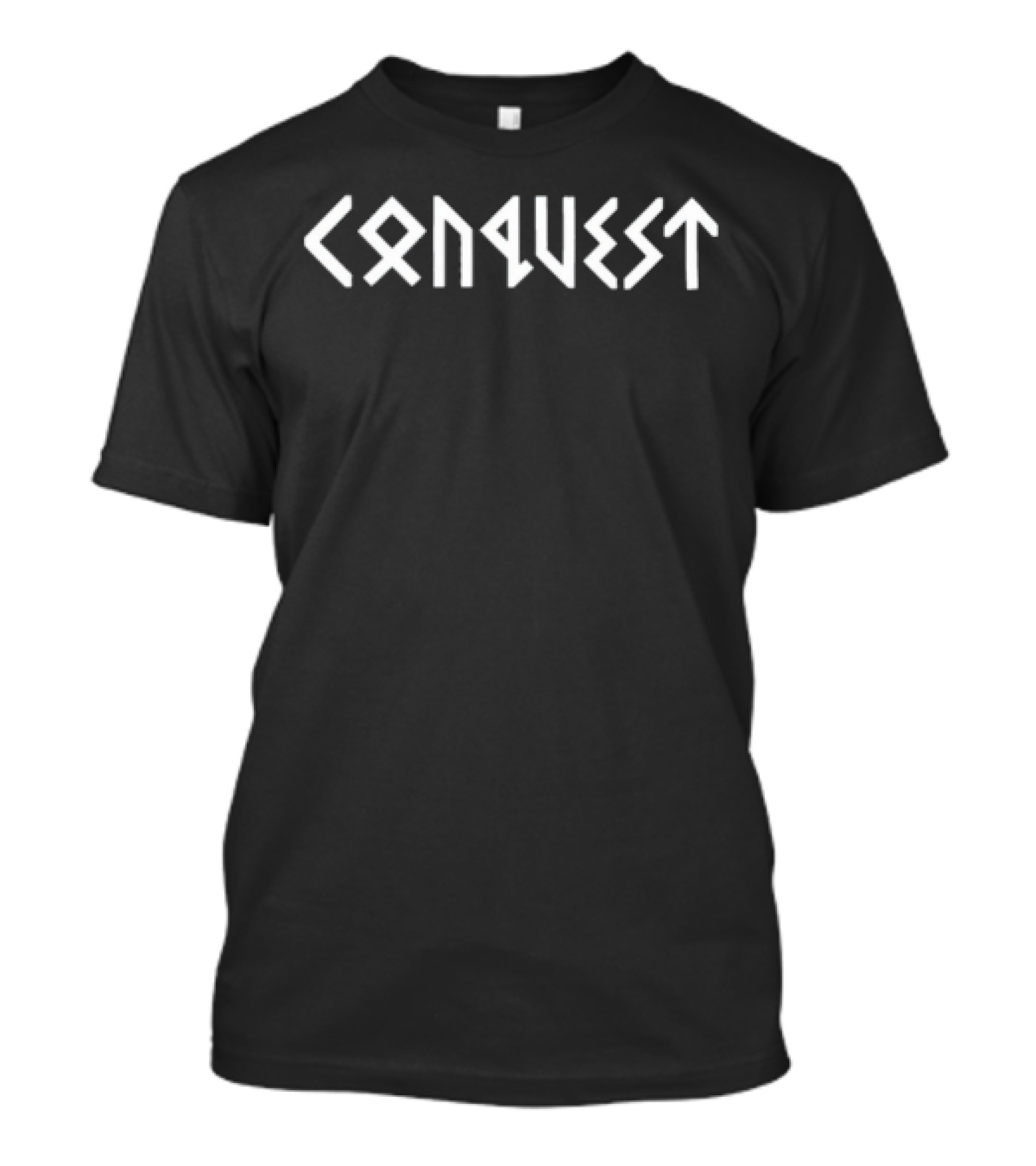 "Conquest Geometric Lettering Bold Block Font Style" T-Shirt