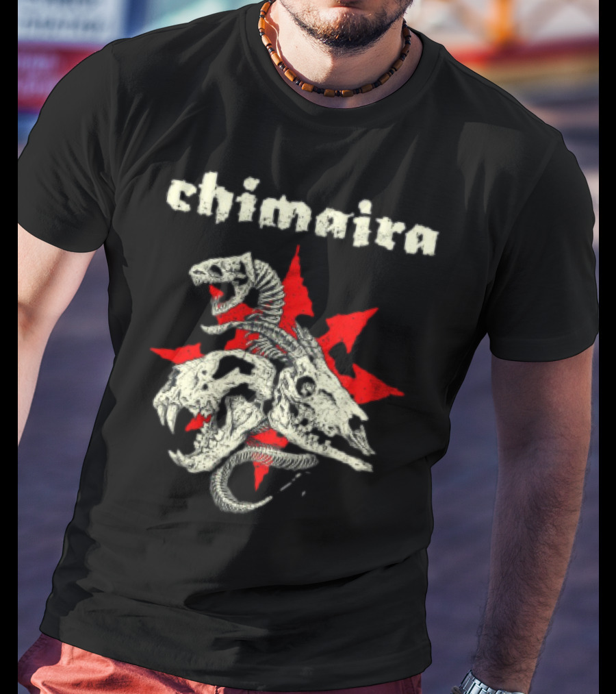 Chimaira Skull Chimairaband Red Star Three-Headed Creature T-Shirt