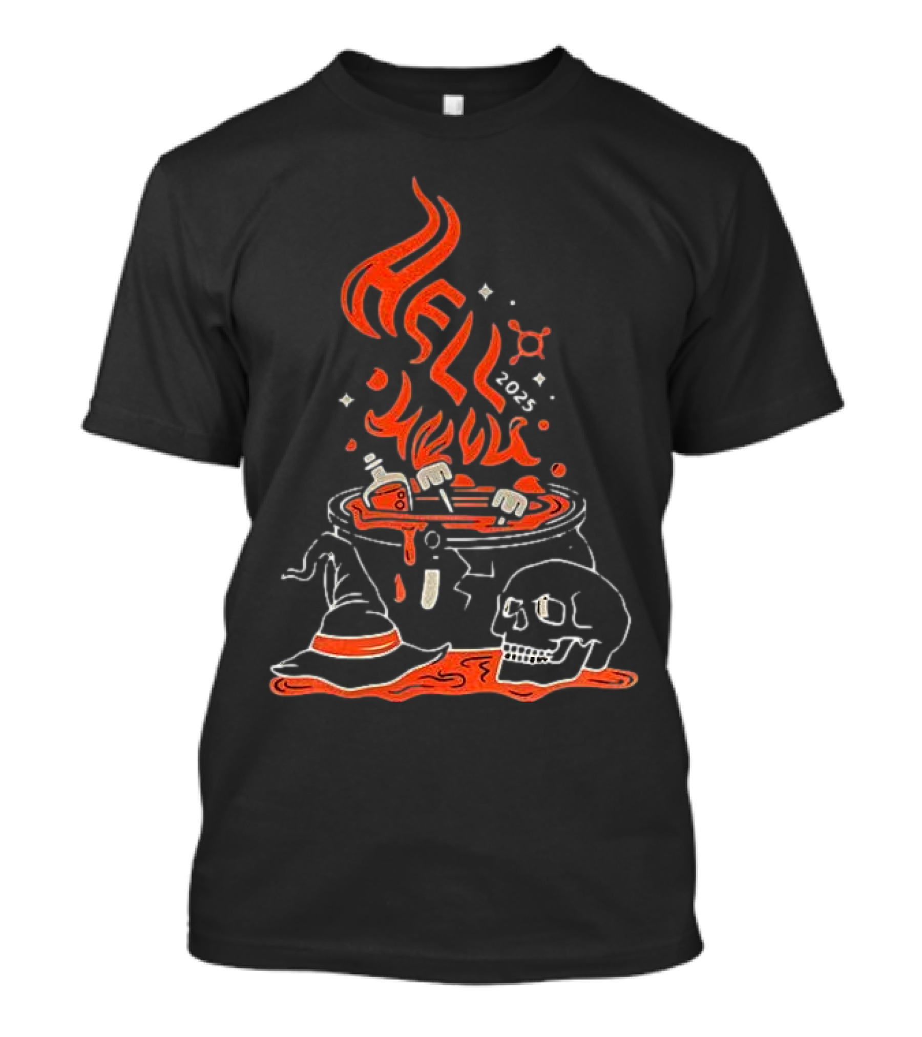 Hell Week 2025 Halloween Witch Skull Cauldron Potion T-Shirt