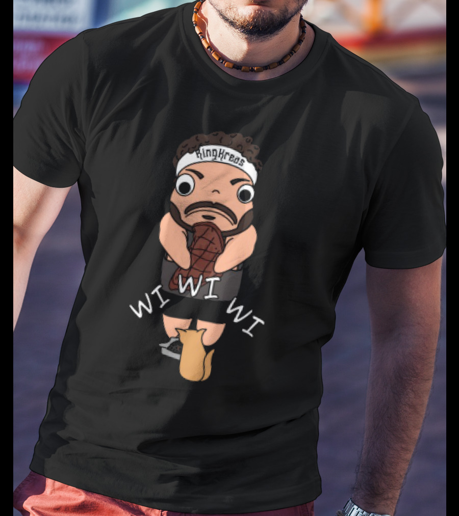 Gabrielaeros King Kreas Wi Wi Wi Funny Character With Cat T-Shirt