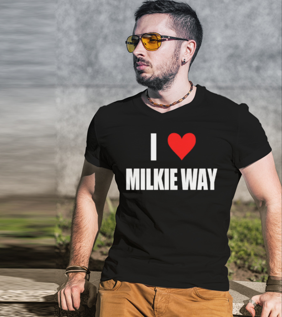 I Love Milkie Way Cute Cow Theme T-Shirt