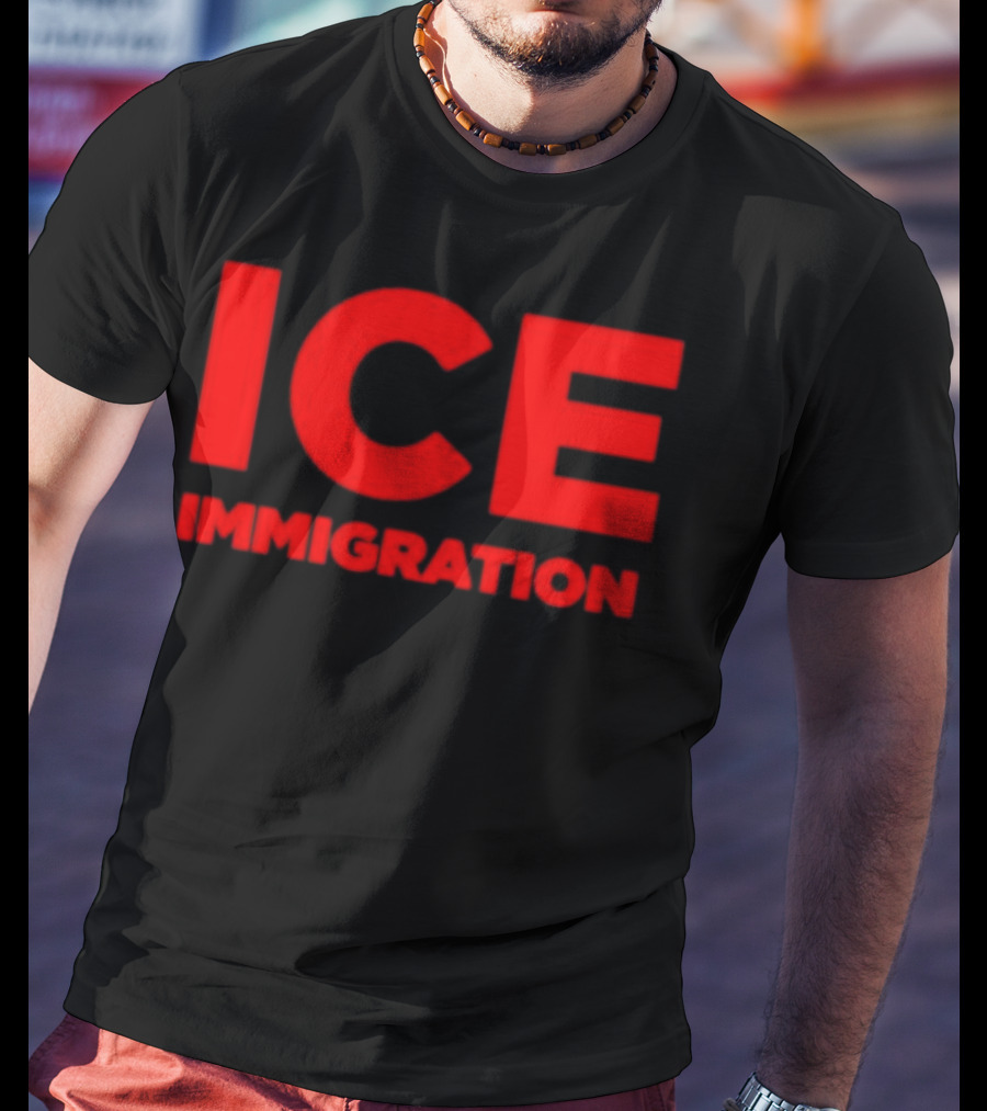 ICE Immigration Bold Red Block Lettering T-Shirt
