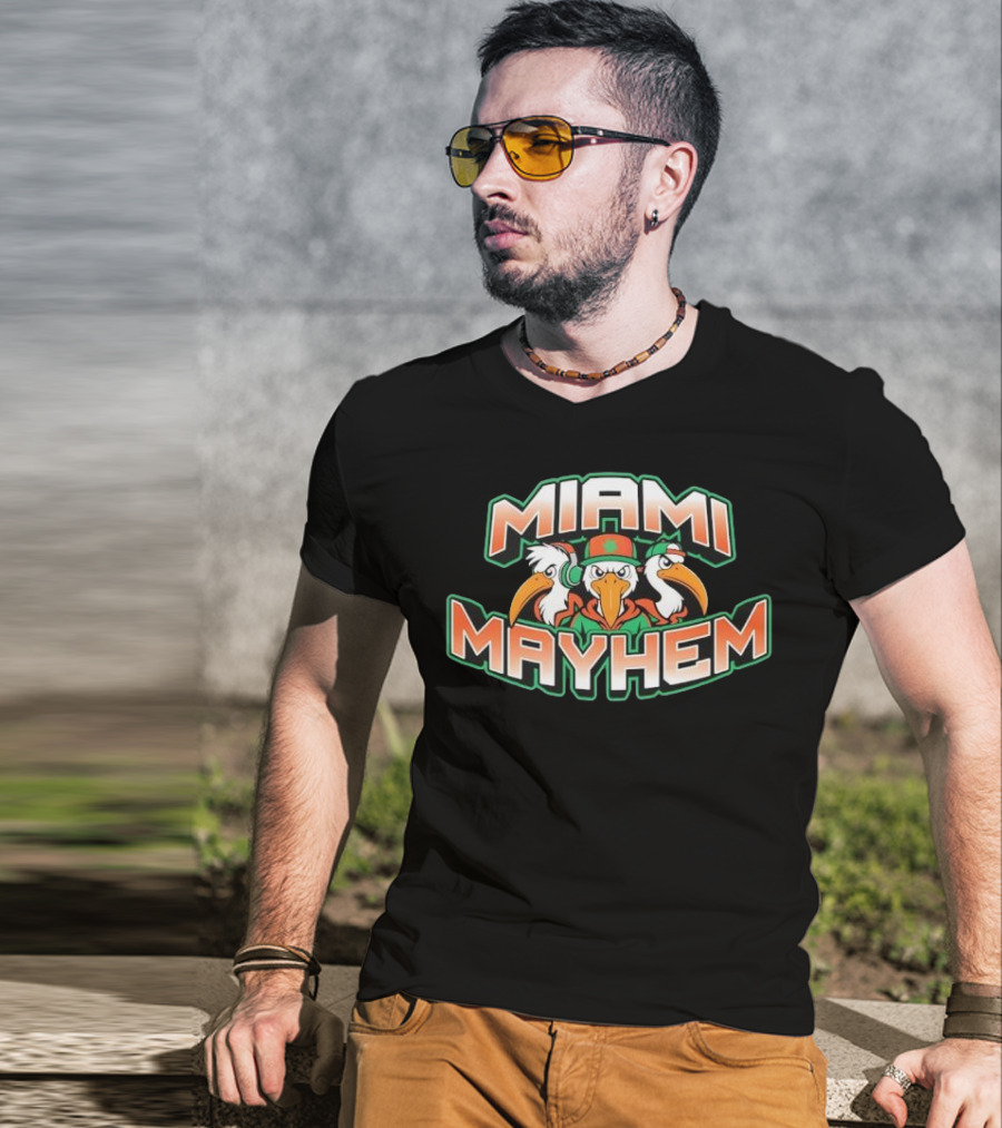 Miami Mayhem Bird Trio With Headphones And Attitude T-Shirt
