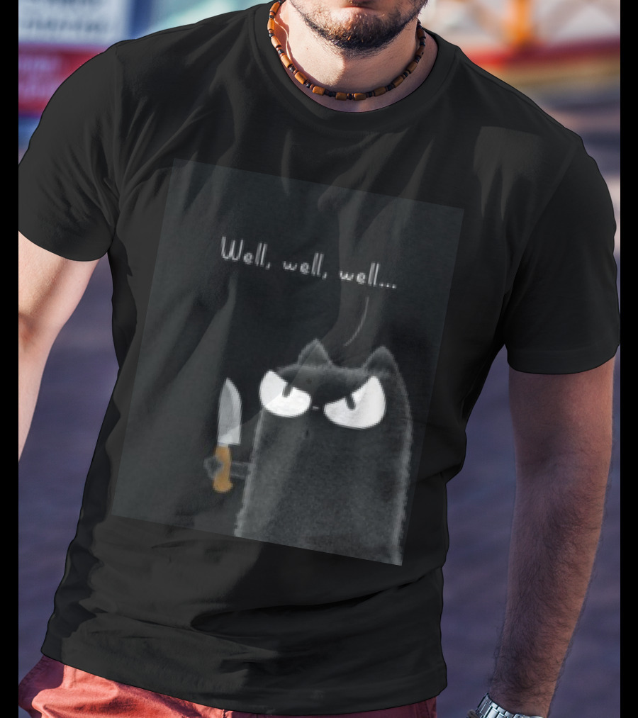 Well Well Well Black Cat With Knife Limited Purrinink T-Shirt