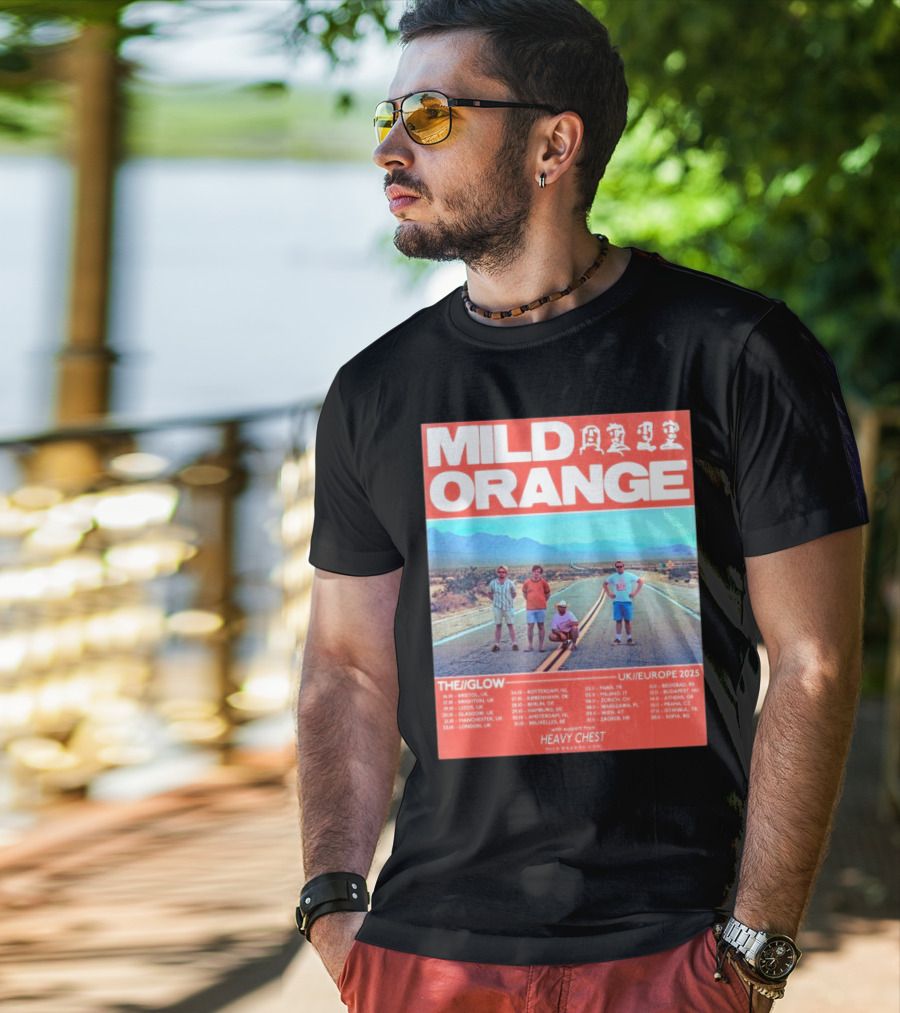 Mild Orange The Glow Tour UK Europe 2025 Dates Heavy Chest Support T-Shirt