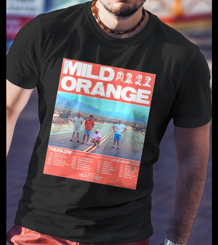 Mild Orange The Glow Tour UK Europe 2025 Dates Heavy Chest Support T-Shirt