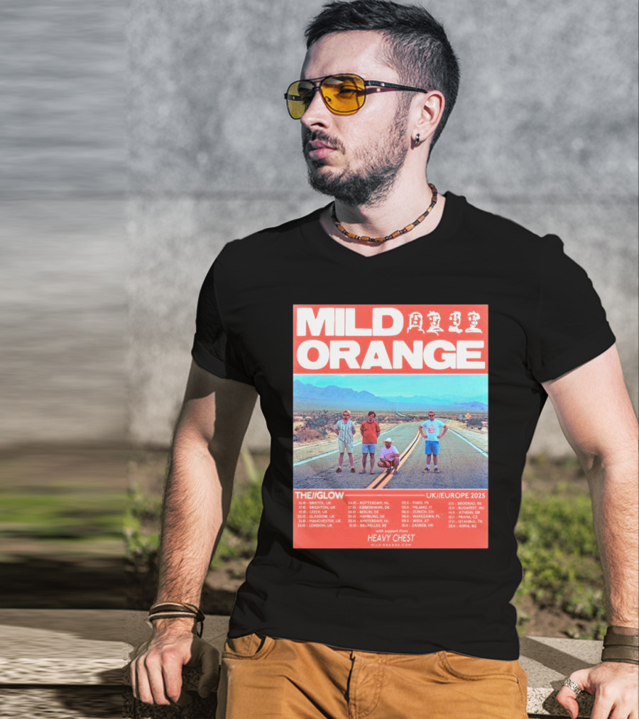 Mild Orange The Glow Tour UK Europe 2025 Dates Heavy Chest Support T-Shirt