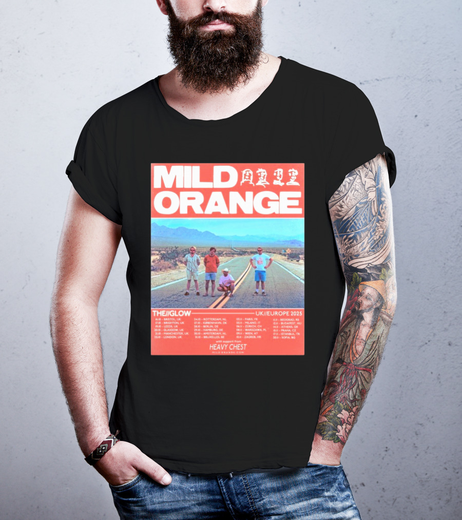 Mild Orange The Glow Tour UK Europe 2025 Dates Heavy Chest Support T-Shirt