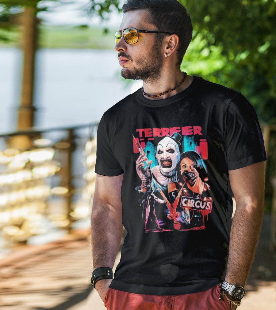 Terrifier Circus Horror Clown Costume And Horror Movie Imagery T-Shirt