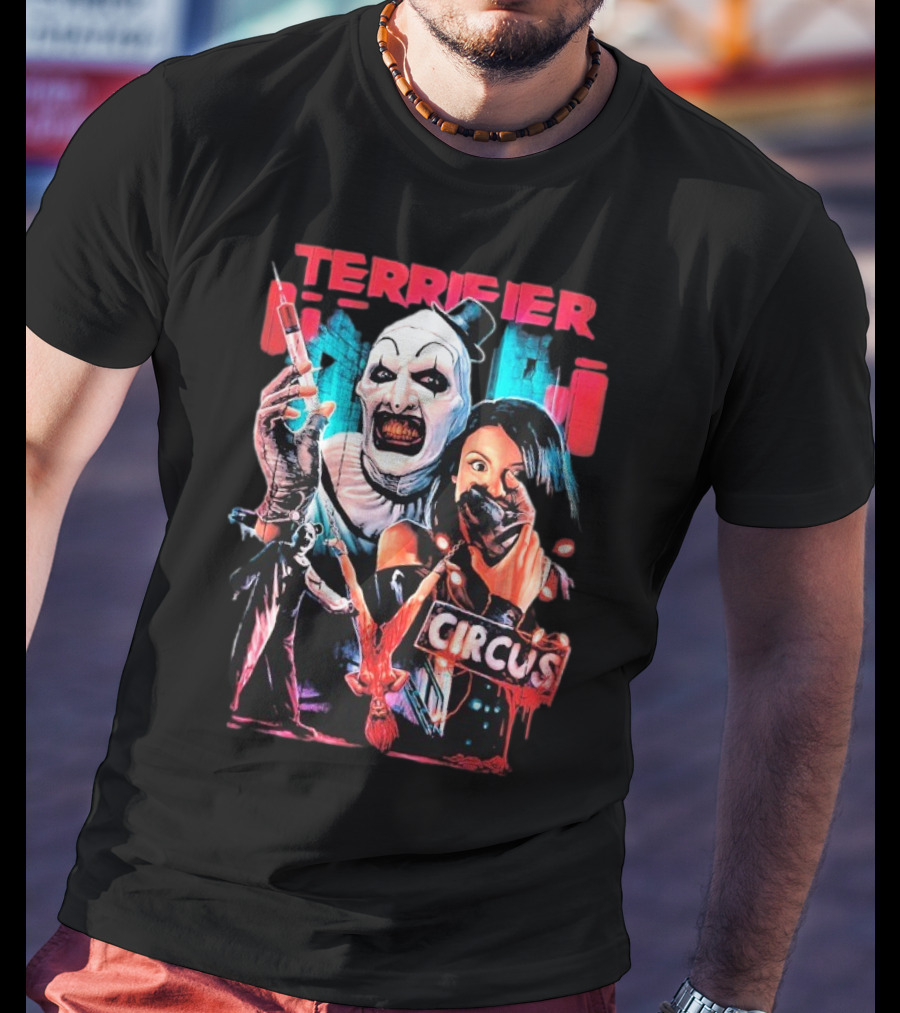 Terrifier Circus Horror Clown Costume And Horror Movie Imagery T-Shirt