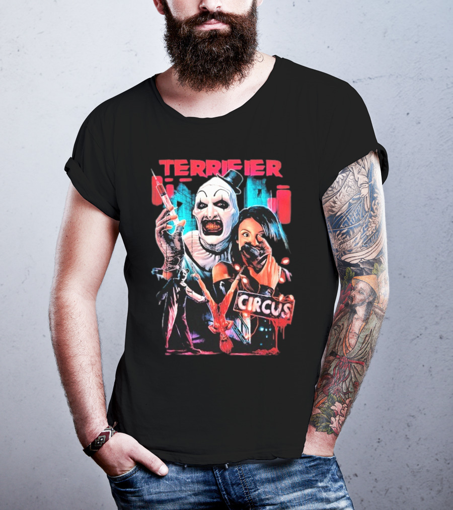 Terrifier Circus Horror Clown Costume And Horror Movie Imagery T-Shirt