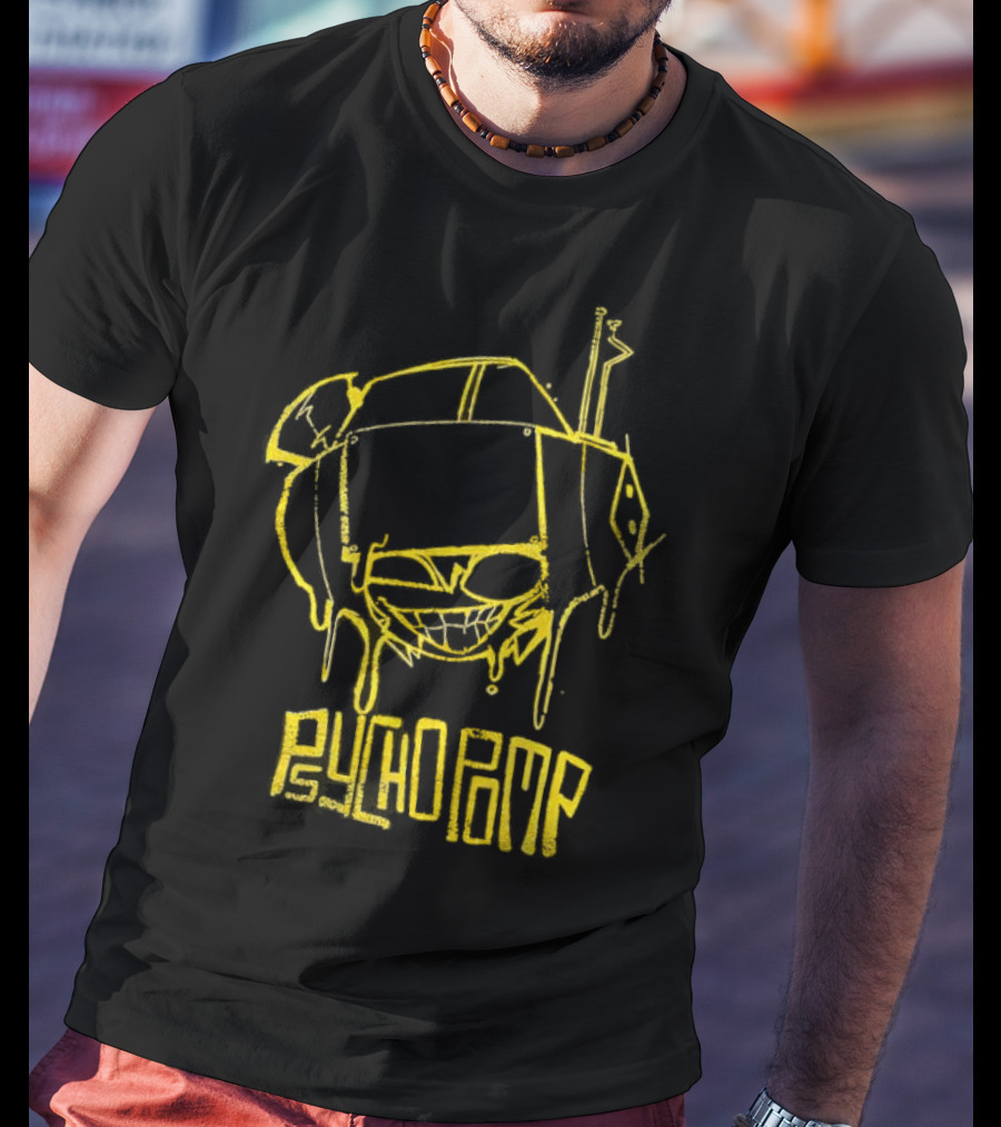 Psychedelic Psychopomp Melting Skeleton Face With Dripping Yellow Outline T-Shirt