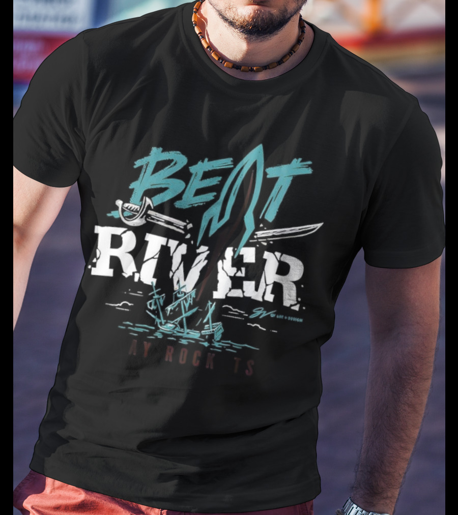 Beat River Bay Rockets Retro Rocket Logo Colorful Text T-Shirt