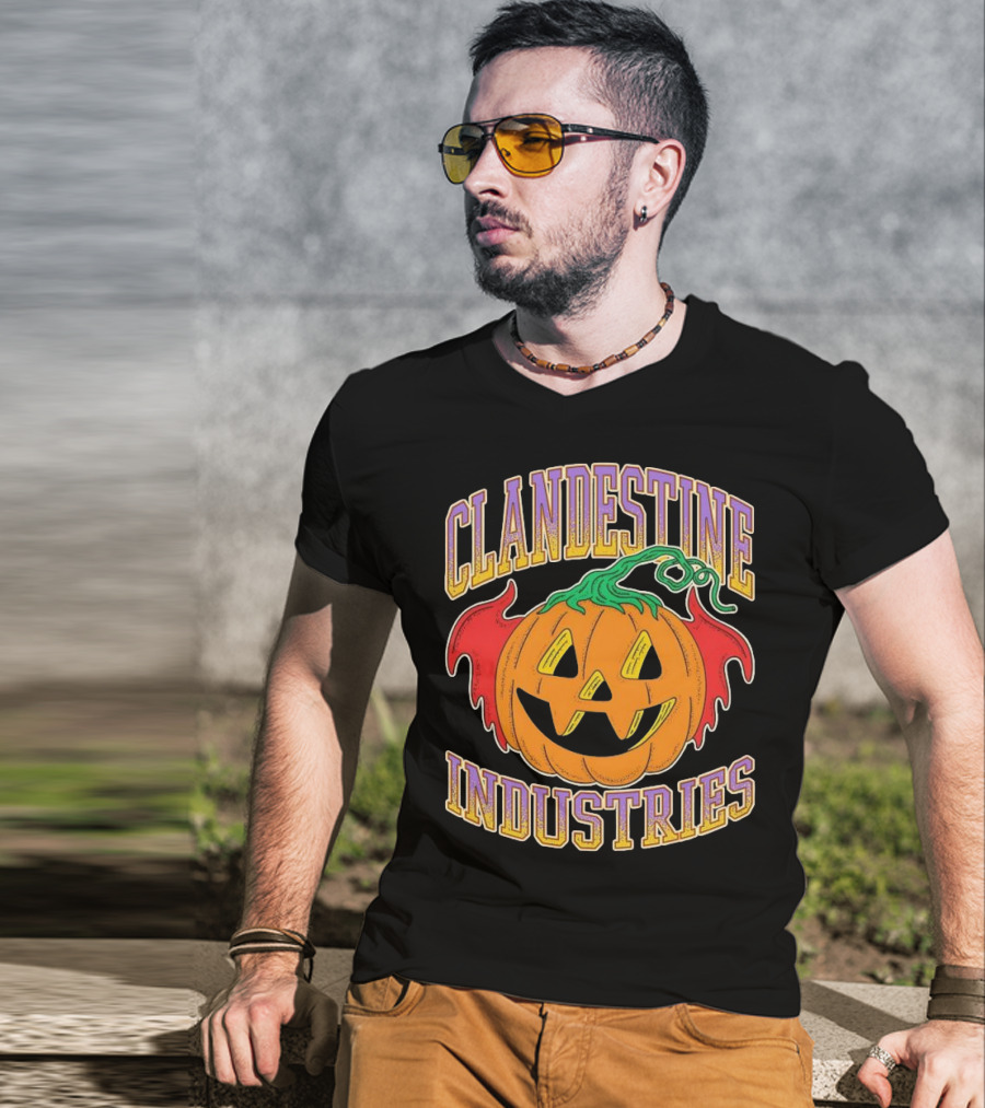 Clandestine Industries Halloween Bat Pumpkin T-Shirt