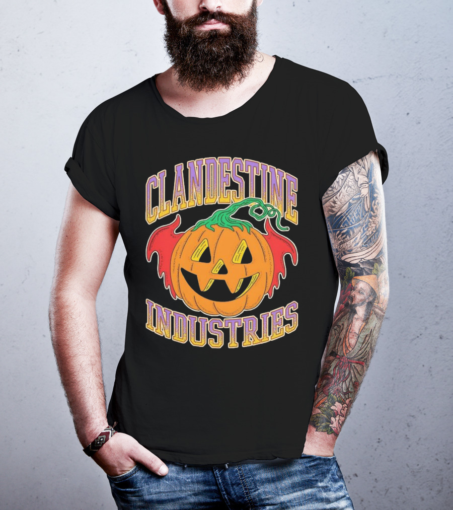 Clandestine Industries Halloween Bat Pumpkin T-Shirt