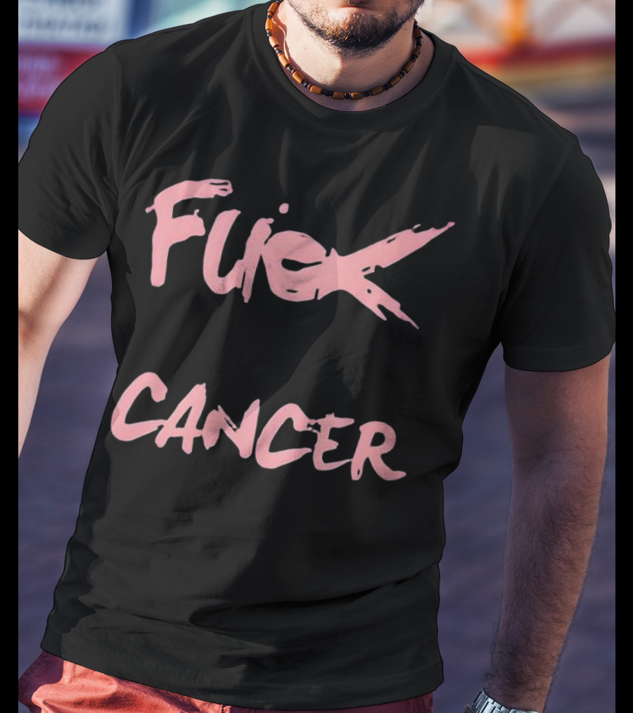 Daren Bates Fuck Cancer Pink Bold Statement T-Shirt