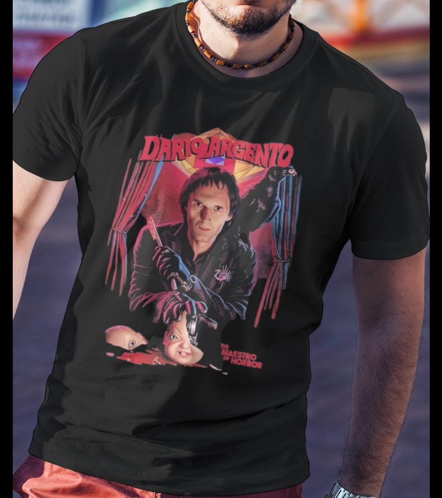 Dario Argento The Maestro Of Horror With Dark Raven And Creepy Doll Head T-Shirt