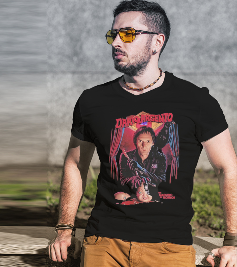 Dario Argento The Maestro Of Horror With Dark Raven And Creepy Doll Head T-Shirt