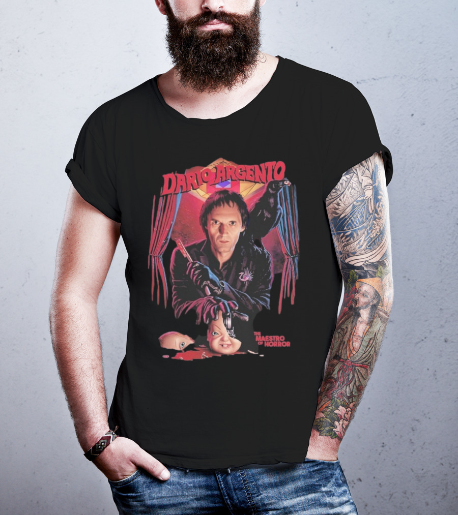 Dario Argento The Maestro Of Horror With Dark Raven And Creepy Doll Head T-Shirt