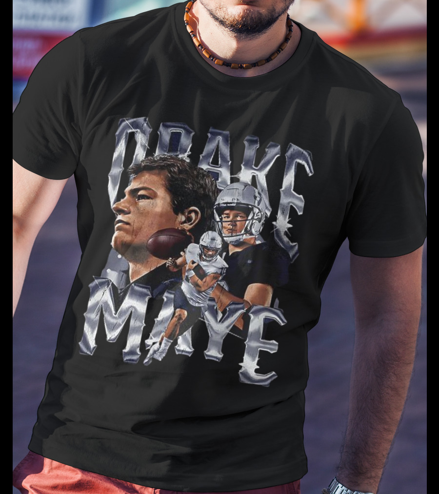 Drake Maye Football Player Vintage Bling Style T-Shirt