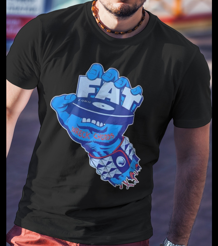 Fat Wreck Chords Blue Zombie Hand Record Design T-Shirt
