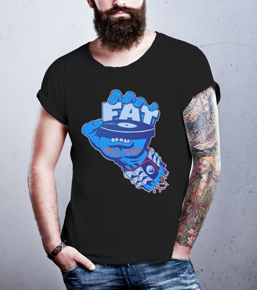 Fat Wreck Chords Blue Zombie Hand Record Design T-Shirt