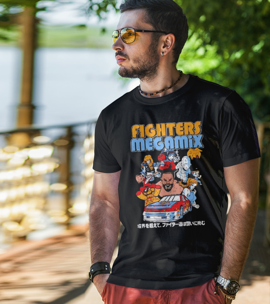 Fighters Megamix 1996 Video Game Classic Characters And Car Japan Edition T-Shirt