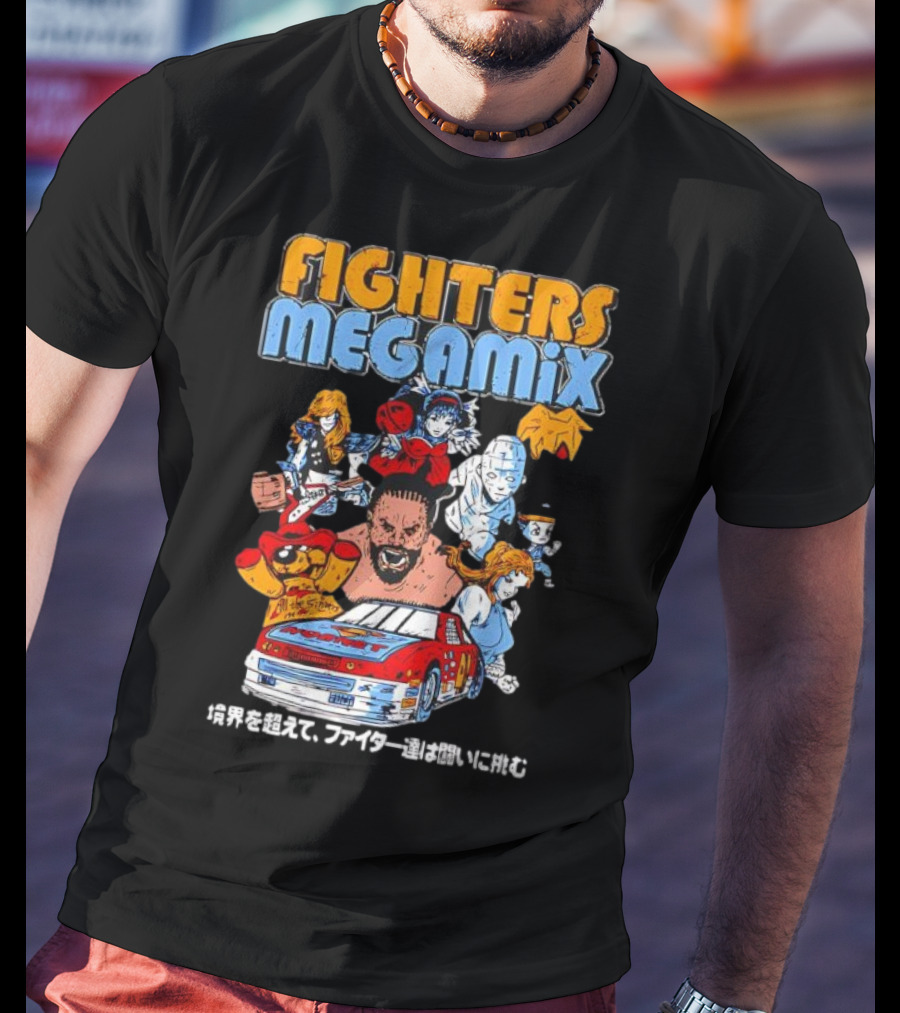 Fighters Megamix 1996 Video Game Classic Characters And Car Japan Edition T-Shirt