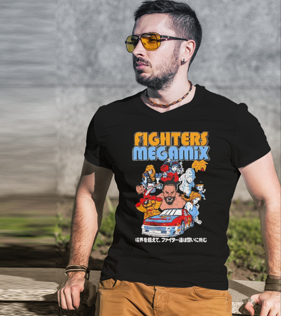 Fighters Megamix 1996 Video Game Classic Characters And Car Japan Edition T-Shirt