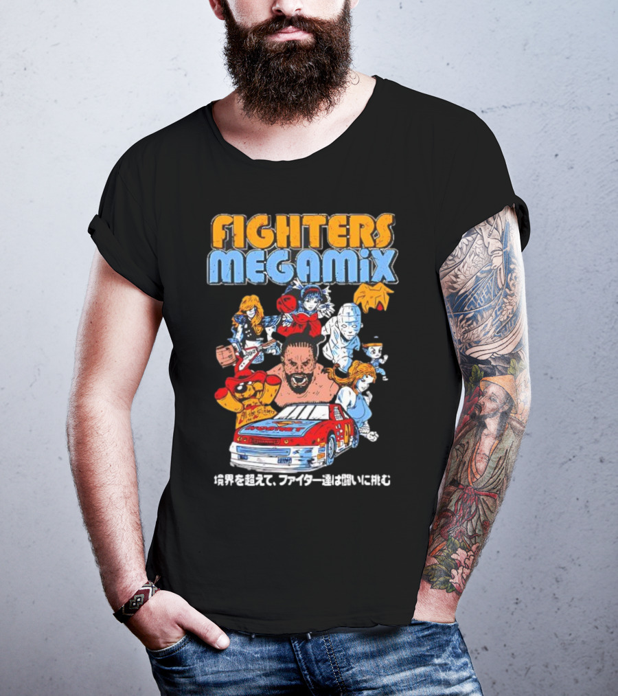 Fighters Megamix 1996 Video Game Classic Characters And Car Japan Edition T-Shirt