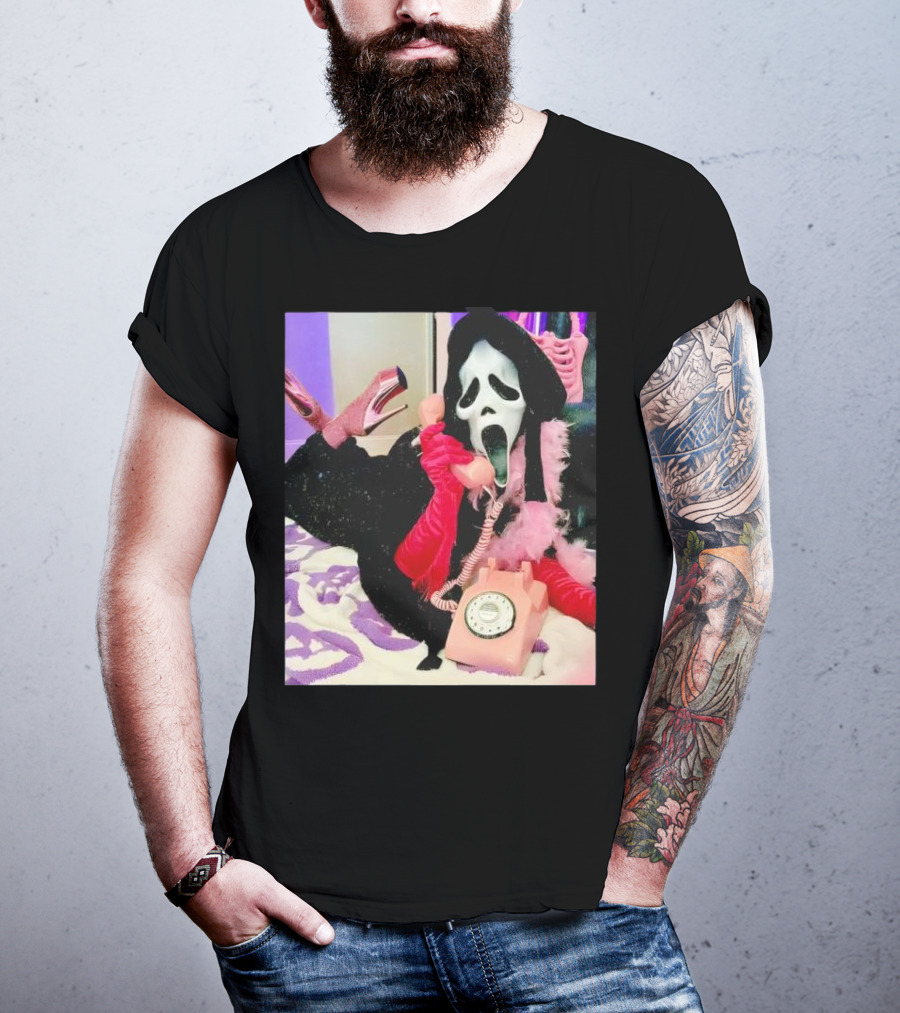 Scream Ghostface Halloween Pink Vintage Telephone Retro Style T-Shirt