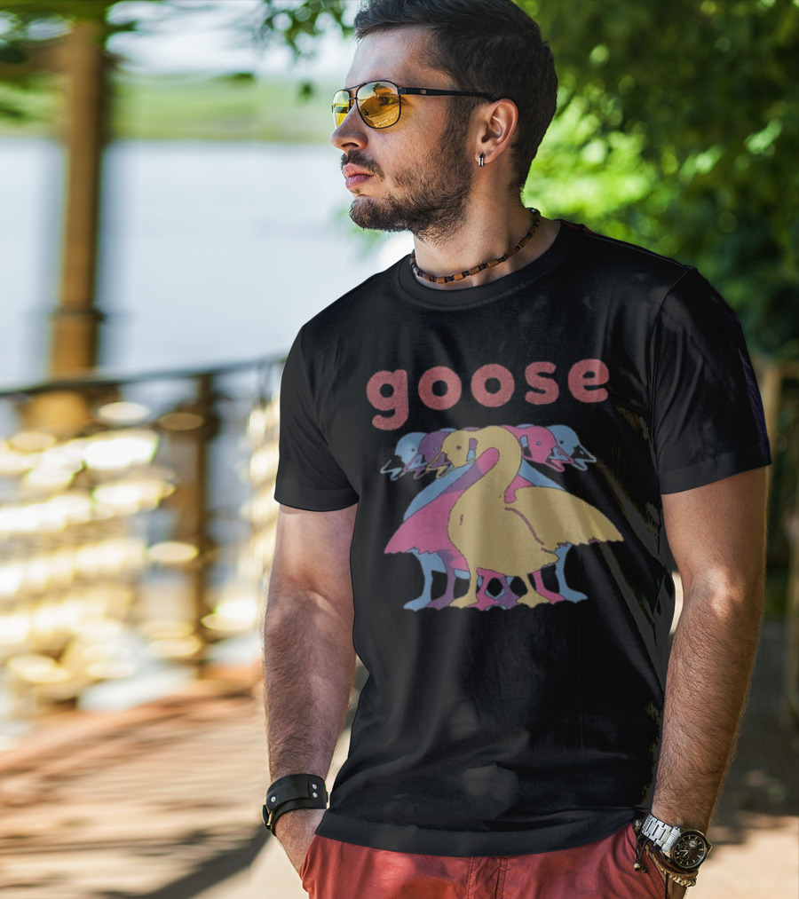 Goose Multicolor Stacked Ducks Wine Theme T-Shirt