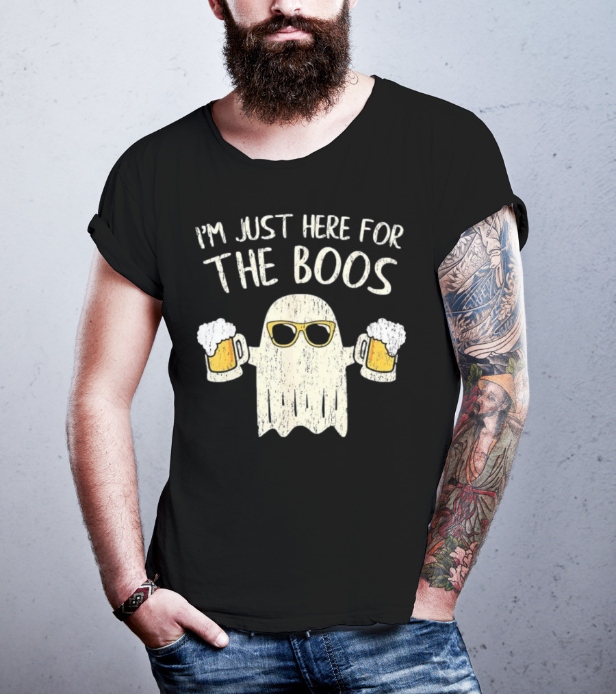 I'm Just Here For The Boos Funny Ghost Sunglasses Beer S T-Shirt