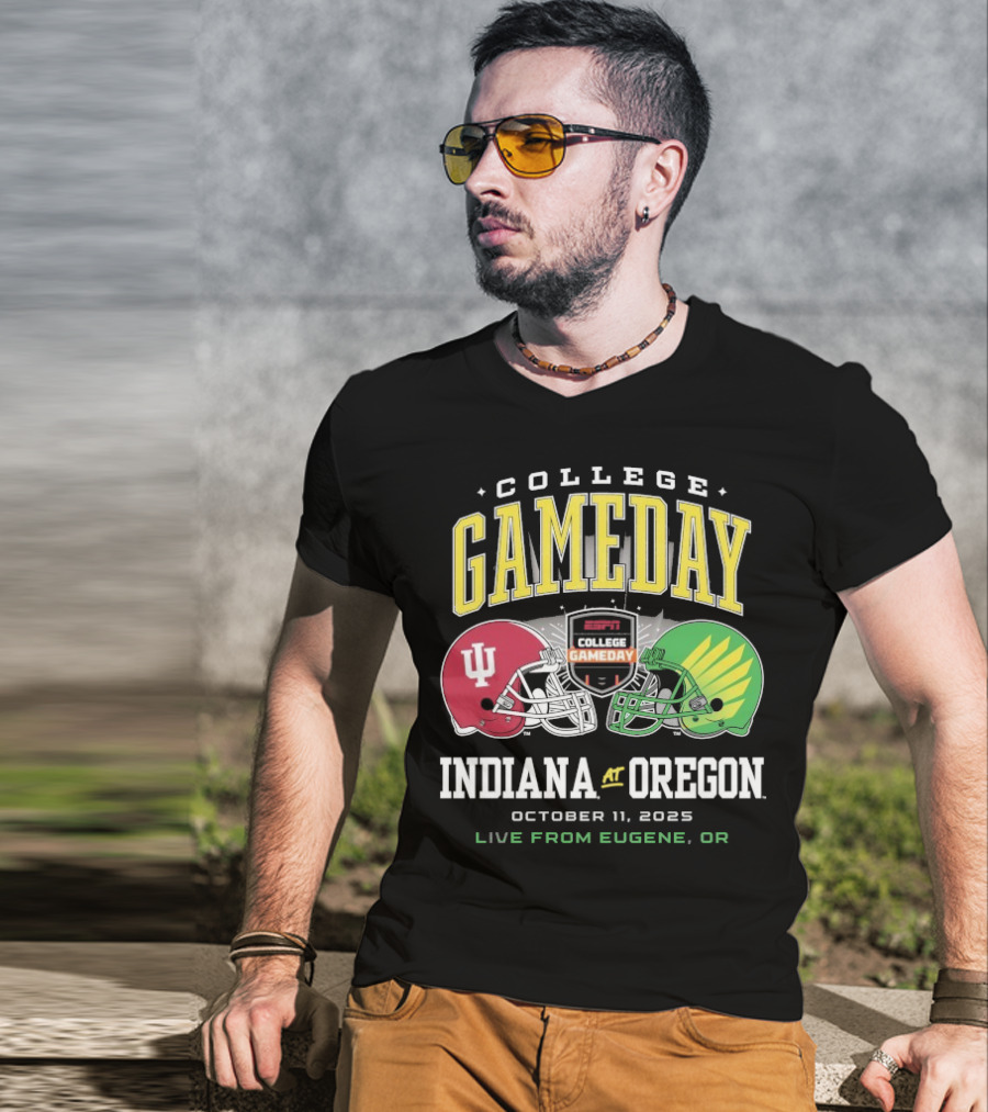 Indiana Hoosiers Vs Oregon Ducks College GameDay October 11 2025 Live From Eugene OR T-Shirt