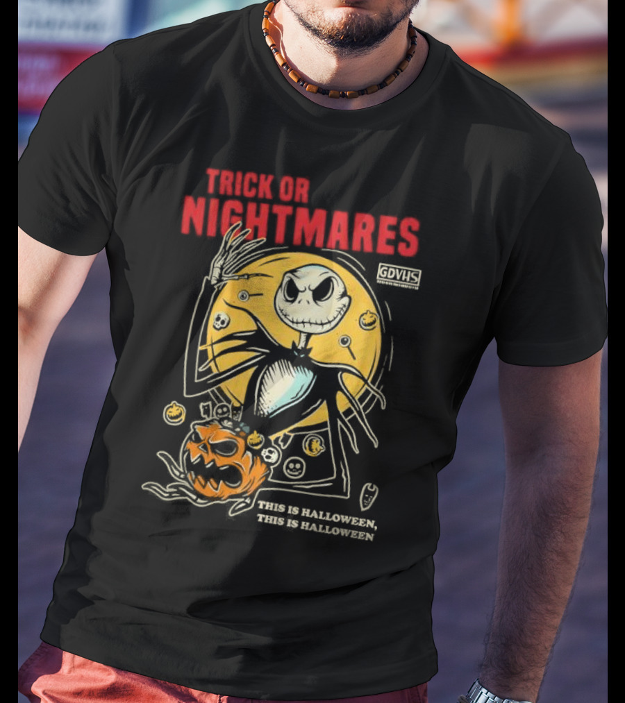 Trick Or Nightmares Jack Skellington Halloween Scary Pumpkin Horror Spooky T-Shirt