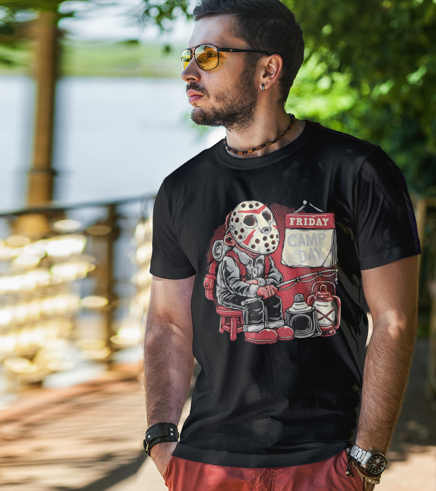 Friday Camp Day Jason Voorhees Camping Theme T-Shirt