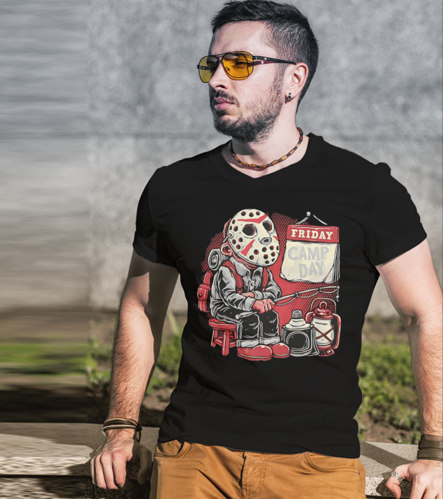 Friday Camp Day Jason Voorhees Camping Theme T-Shirt
