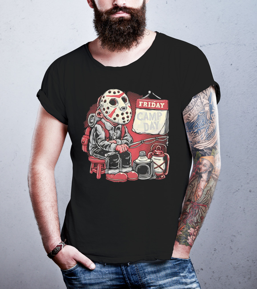 Friday Camp Day Jason Voorhees Camping Theme T-Shirt