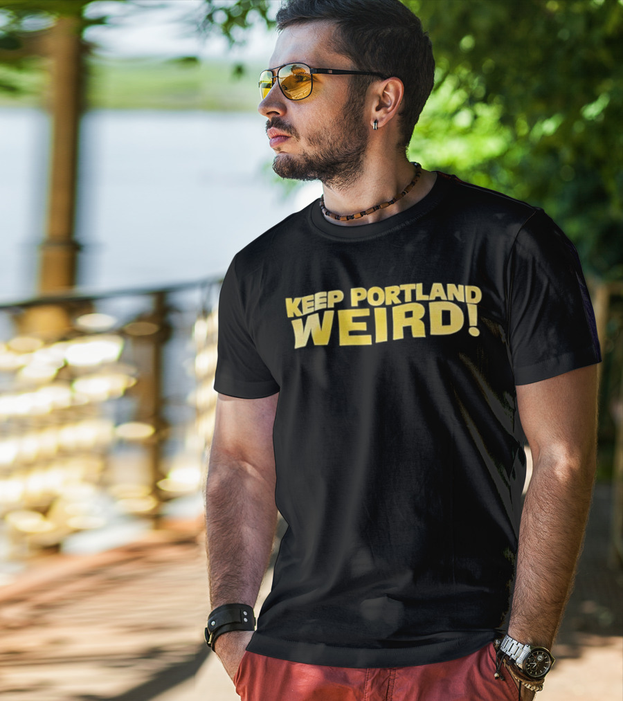 Keep Portland Weird Bold Yellow Text T-Shirt
