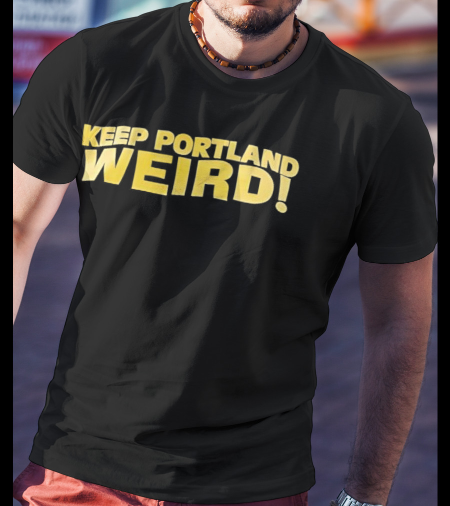 Keep Portland Weird Bold Yellow Text T-Shirt