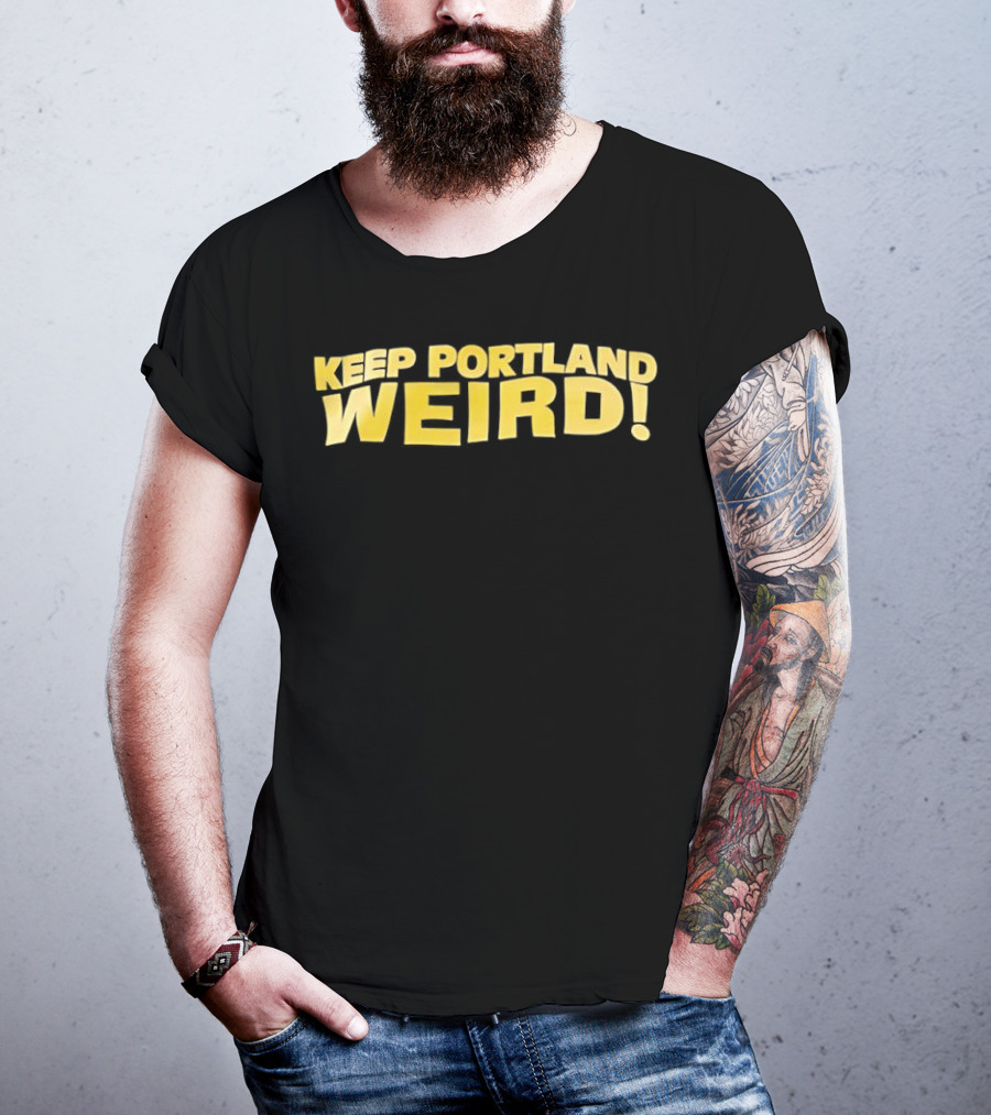 Keep Portland Weird Bold Yellow Text T-Shirt