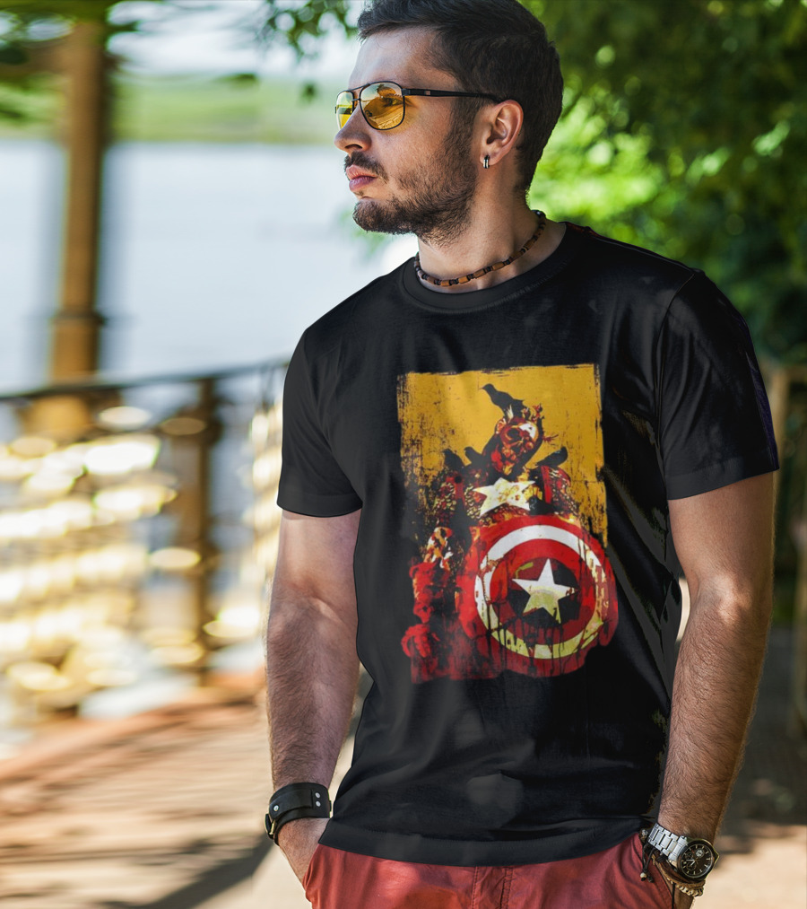 Marvel Zombies Captain America With Crows And Shield T-Shirt
