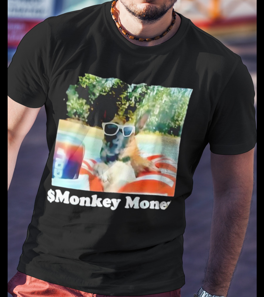 Monkey Money Dog German Shepherd Sunglasses Pool Float Chill T-Shirt