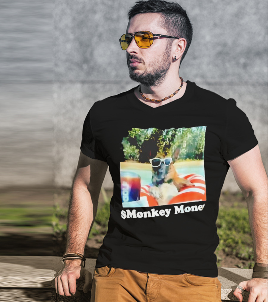 Monkey Money Dog German Shepherd Sunglasses Pool Float Chill T-Shirt