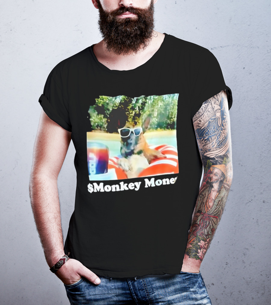 Monkey Money Dog German Shepherd Sunglasses Pool Float Chill T-Shirt