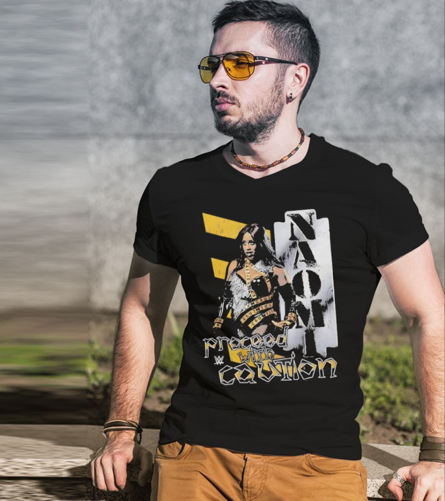 Naomi Proceed With Caution Bold Yellow And White T-Shirt