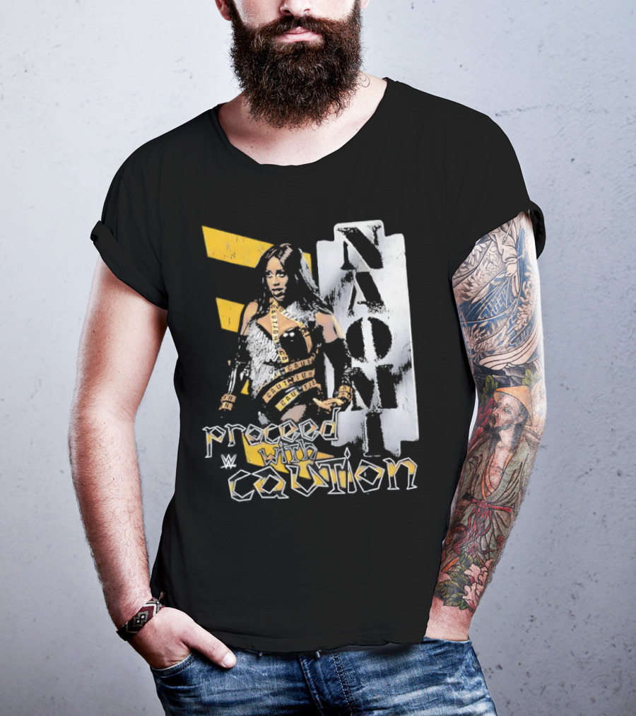 Naomi Proceed With Caution Bold Yellow And White T-Shirt