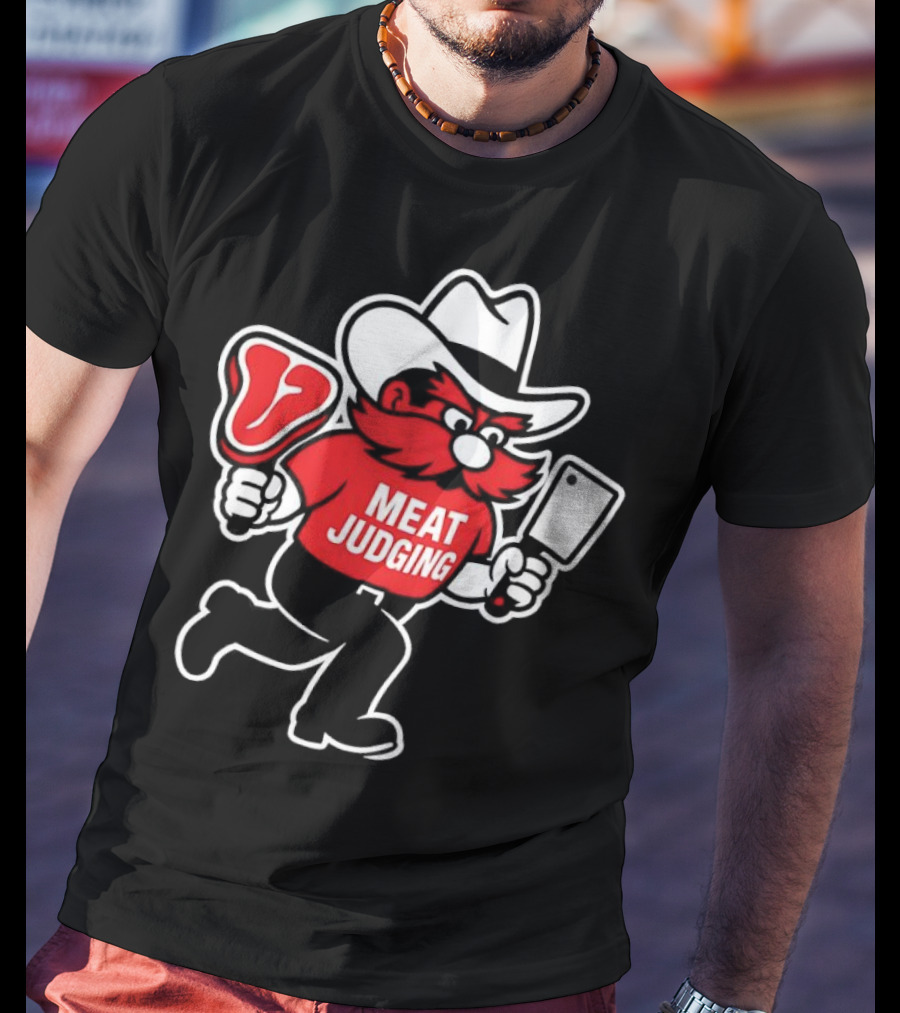 Raider Red Meat Judging Steak Cleaver Cowboy Hat T-Shirt