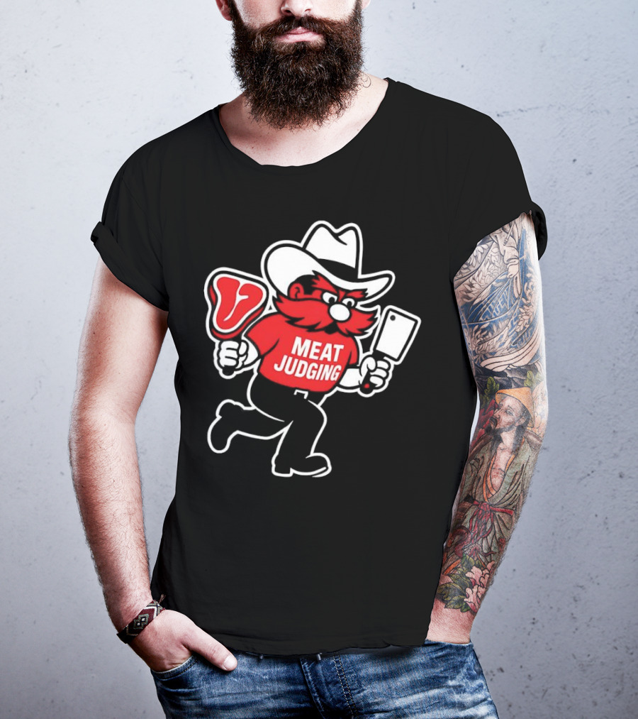 Raider Red Meat Judging Steak Cleaver Cowboy Hat T-Shirt